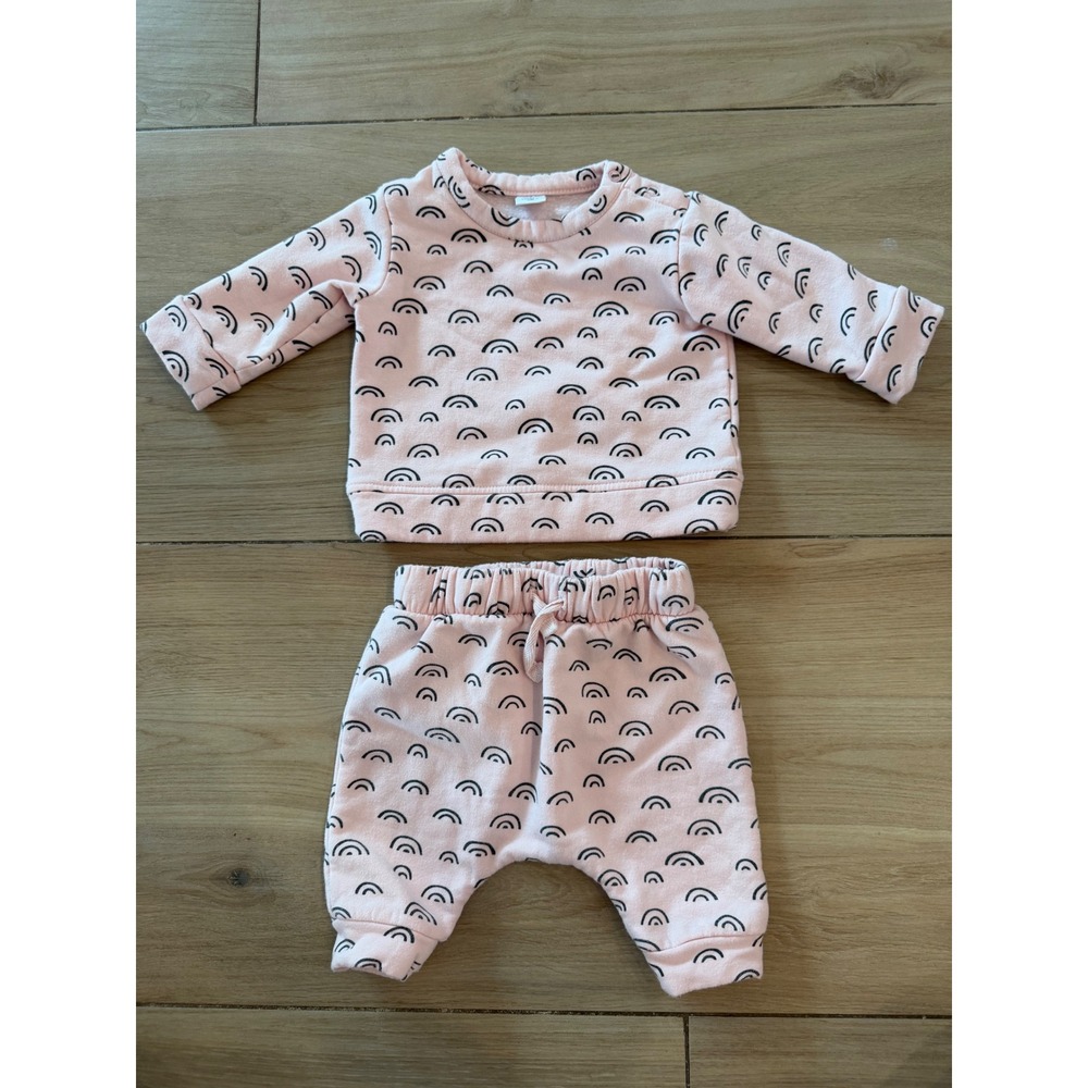 Nordstrom Baby Pink Rainbow Print Sweatshirt and Joggers Set 3 Months